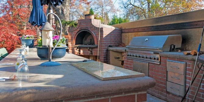 Outdoor kitchen with brick oven